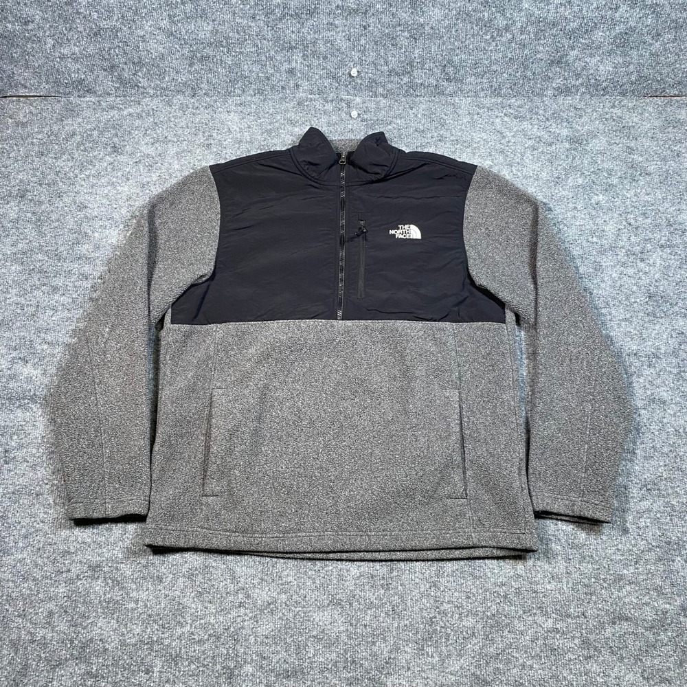 The North Face Mens Grey Black 1/4 Zip Fleece Pullover Jacket A40QWKS7 Size L